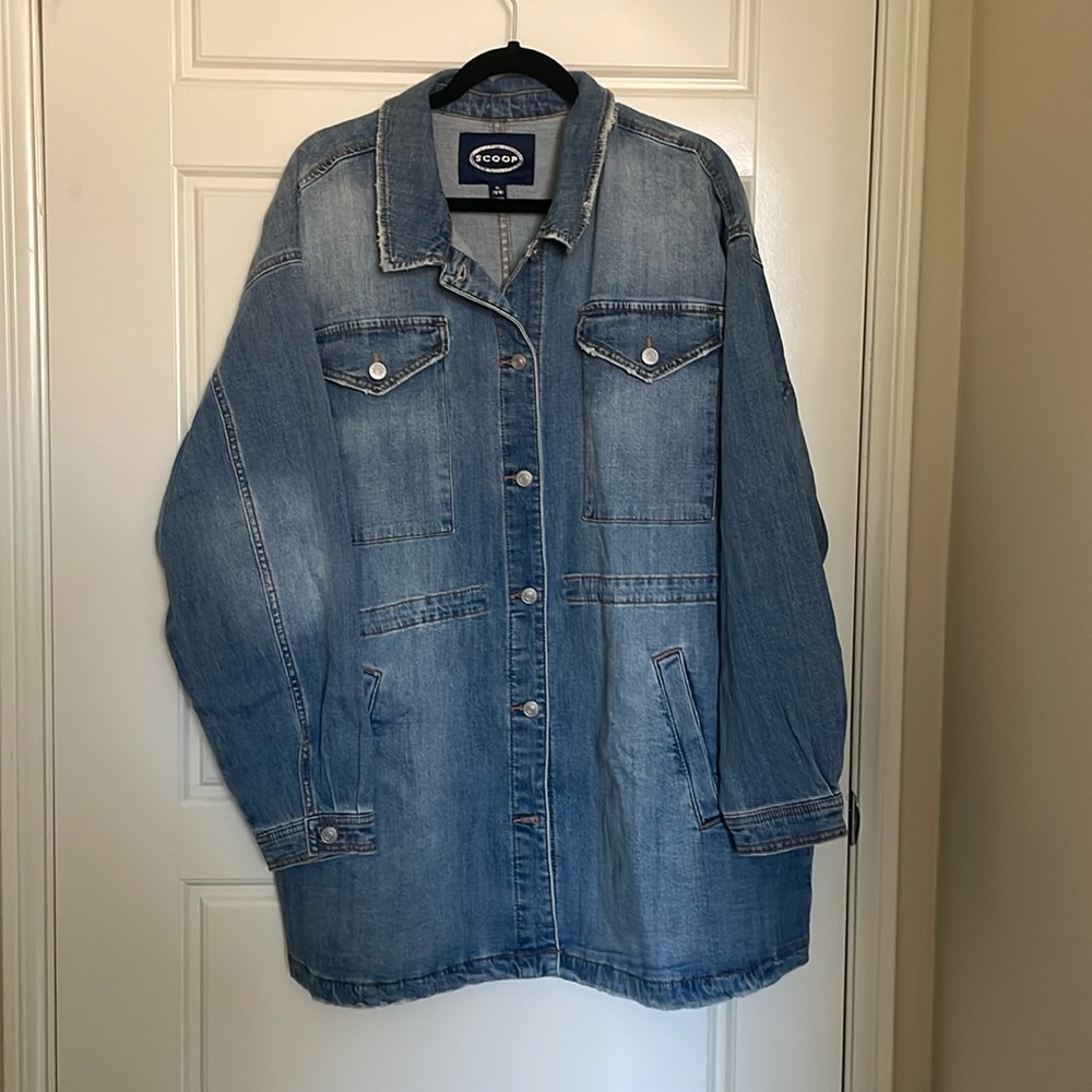 Scoop NYC Oversized Military Jacket- Denim